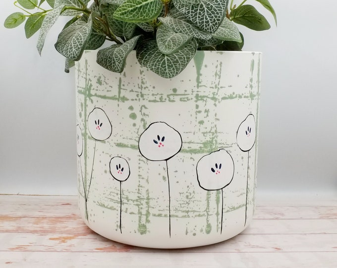Large Planters - Eco friendly plant pots, hand painted made of recycled plastic