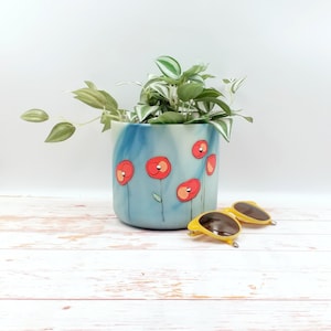 Flower pots made of recycled plastic from maritime waste, 14, 16, 18 & 22 cm planters, original hand painted design image 5