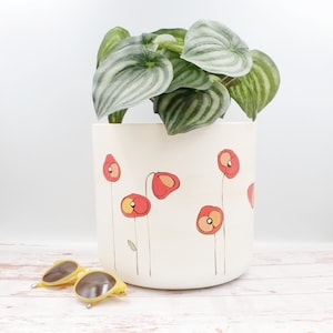 Large Planters, 25, 22 & 18 cm ( 9.8'', 8.6'', 7.0'' ) - Eco friendly hand painted indoor plant pots