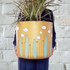 Extra Large Golden planter, hand painted Plant pot 30 & 35 cm ( 11.8'' - 13.7'' ), lightweight and sustainable tree planter