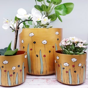 Very Large Golden Planters, hand painted plant pots made of recycled plastic