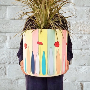 PRÉCOMMANDE Jardinière extra large, peinte à la main Pot de fleurs de 30 et 35 cm (11,8 à 13,7 po.) léger, fabriqué en plastique recyclé
