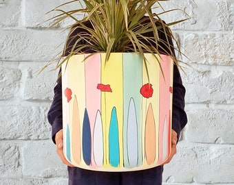 PRE ORDER Extra Large planter, hand painted Plant pot 30 & 35 cm ( 11.8'' - 13.7'' ) lightweight flower pot, made of recycled plastic