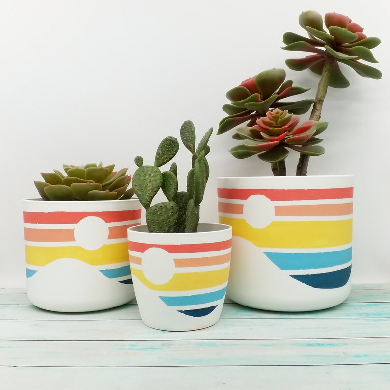 Indoor Plant pots Eco friendly hand painted colourful Etsy