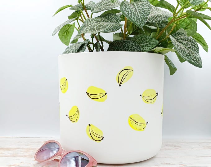 Large indoor Planters - sustainable plant pots, hand painted bananas