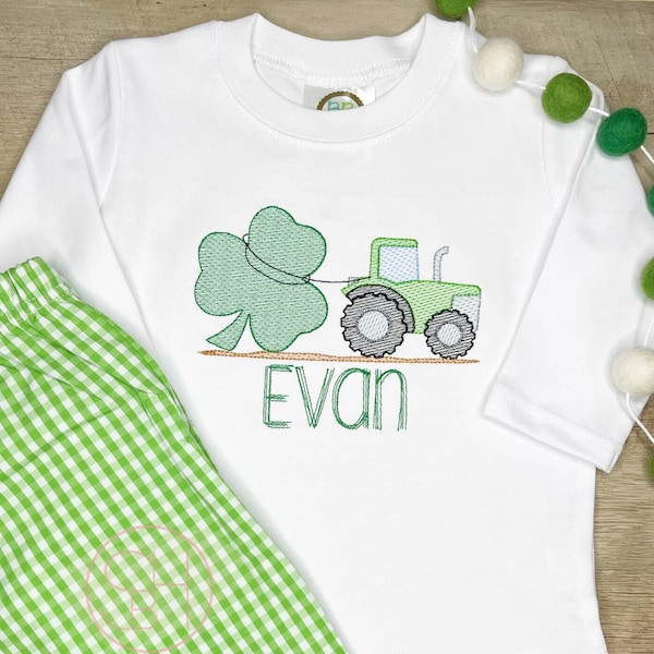 Boys St Patricks Day Shirt, Personalized Boys St. Patricks Day Shirt, Embroidered Clover Shirt with Name