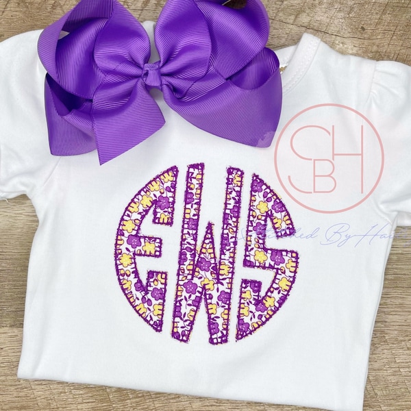 Girls Purple Gold Gameday Monogram, Geaux Tigers Monogram for baby toddler girls