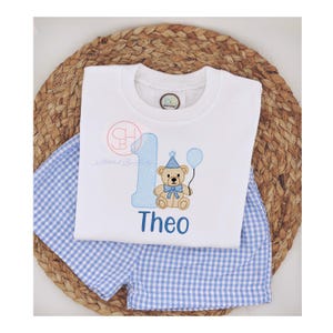 Boys Teddy Bear Birthday Shirt, Bear Birthday Embroidered Shirt or Bodysuit for Boys, Bearly One Shirt