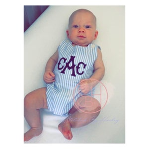 Boys Monogram Bubble with Applique Personalized Outfit