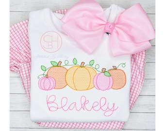 Girl's Fall Pumpkin Patch Shirt Personalized with name top 6M 12M 18M 2T 3T 4T