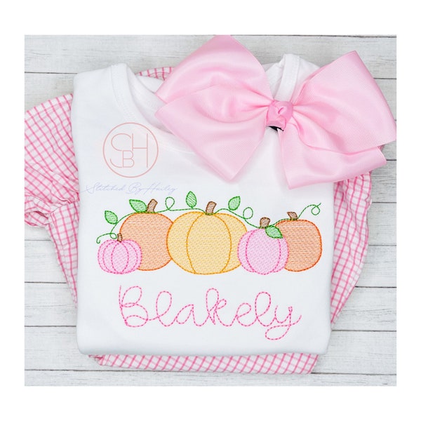 Girl's Fall Pumpkin Patch Shirt Personalized with name top 6M 12M 18M 2T 3T 4T