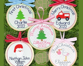 Embroidered Christmas Ornament Personalized, Personalized Christmas Ornament Hand Made, Personalized Baby Ornament 2023