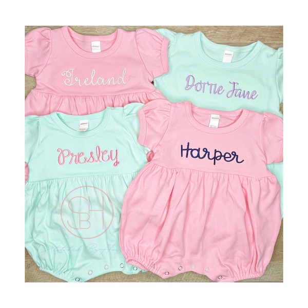 Baby Toddler Girl Monogram bubble Romper Personalized Gift