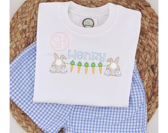 Personalized Boys Easter Shirt: Embroidered Bunny Toddler Tee
