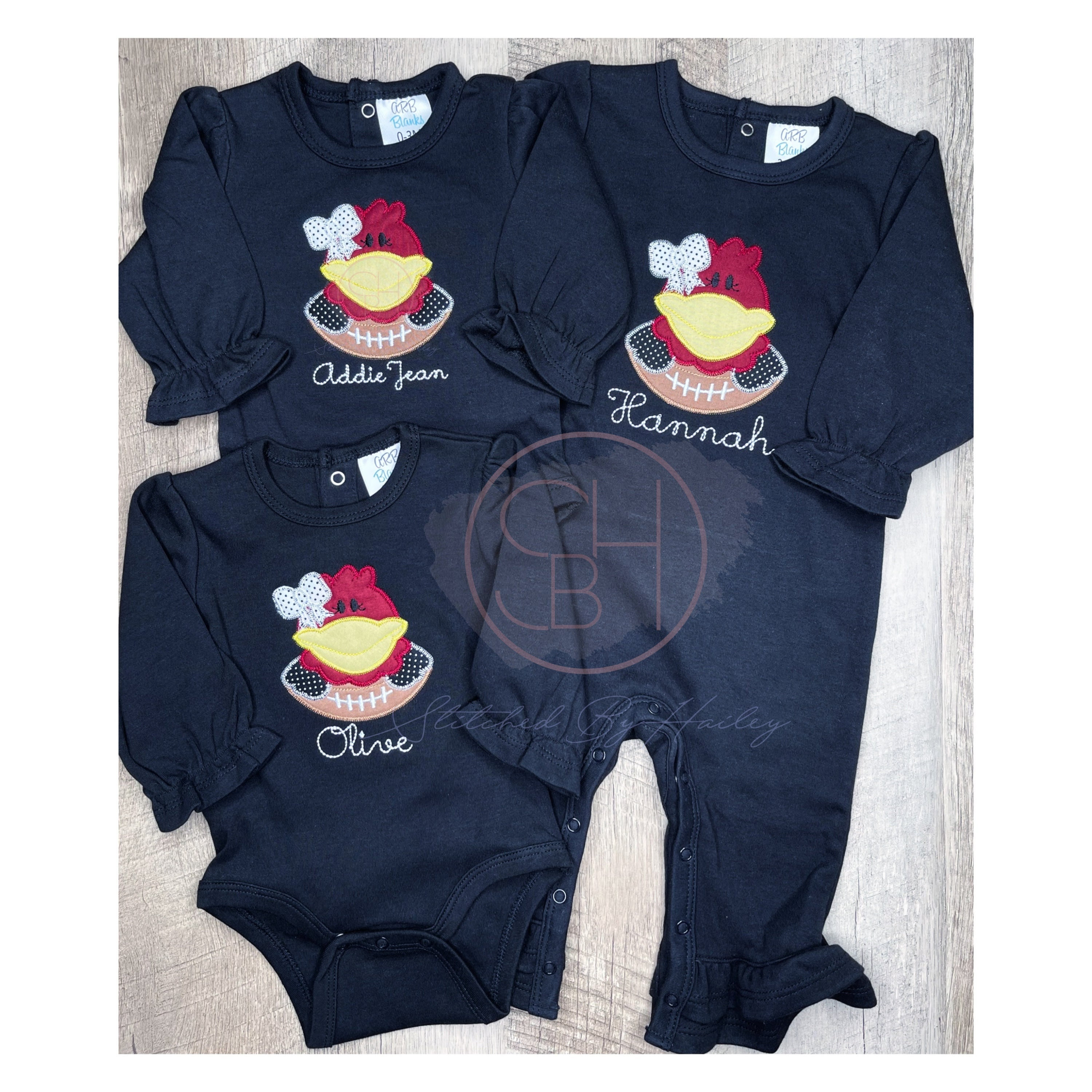 Girls South Carolina Game Day Outfit, Girls personalized football season romper with rooster mascot