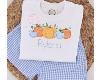 Boys Fall Pumpkin Patch Monogram Shirt or with sister match 6M 12M 18M 2T 3T 4T