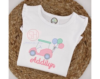 Girls Personalized Embroidered Golf Birthday Shirt
