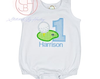 Boys Birthday Shirt Outfit With Name, Golf Theme First Birthday, Hole In One First Birthday Outfit