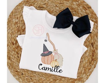 Girls Personalized Halloween Shirt: Embroidered Pumpkin Patch Tee