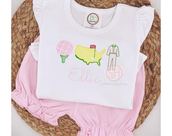 Girls Personalized Golf Shirt, Girls Golf shirt Embroidered with Name, Toddler Girl golf top or bodysuit personalized