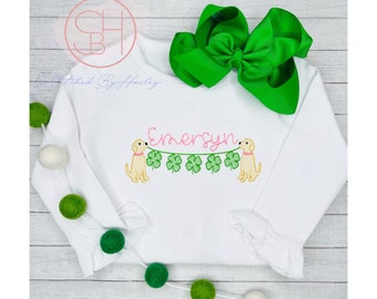 Girl's St Patricks Day Shirt Personalized with name 6M 12M 18M 2T 3T 4T