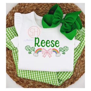 Girls St Patricks Day Shirt, Personalized Girls St. Patricks Day Shirt, Embroidered Clover Shirt with Name