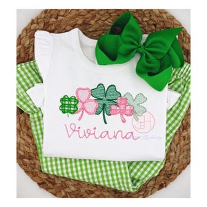 Girls St Patricks Day Shirt, Personalized Girls St. Patricks Day Shirt, Embroidered Clover Shirt with Name