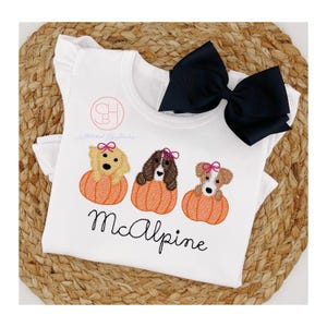 Girls' Fall Shirt: Pumpkin Patch Puppy, Personalized Monogram