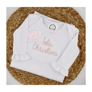 Personalized Baby Girl Gown, Baby Gown with Embroidered Name