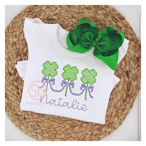 Girls St Patricks Day Shirt, Personalized Girls St. Patricks Day Shirt, Embroidered Clover Shirt with Name