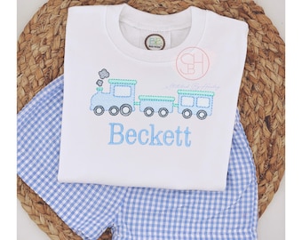 Boys Personalized Embroidered Train Shirt: Party Outfit