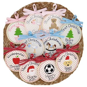 Embroidered Christmas Ornament, First Christmas Ornament, Personalized Christmas Ornament Hand Made, Personalized Baby Ornament 2024