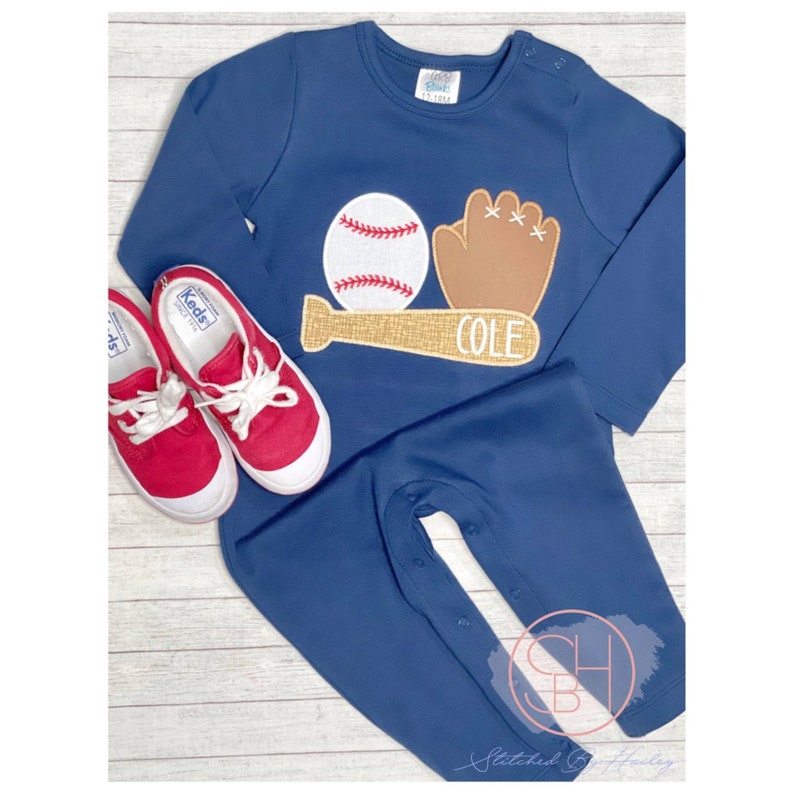 Baby Boy Toddler Baseball Romper or Shirt Personalized with Name 3M 6M 12M 18M 2T 3T
