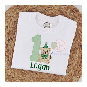 Boys Teddy Bear Birthday Shirt: Embroidered Bearly One Bodysuit