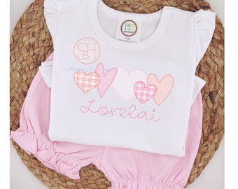 Girls Valentines Shirt, Personalized Girls Valentines Day Shirt, Embroidered Valentines Shirt with Name