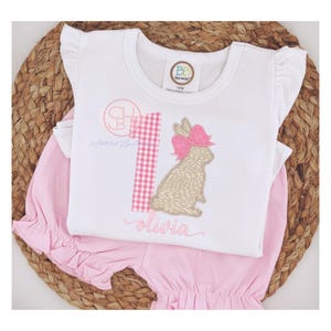 Some Bunny is ONE girls birthday shirt, Personalized Some Bunny is one Shirt, Girls First Birthday Bunny Theme Shirt Embroidered