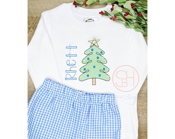 Christmas Monogram Tree- Boys Shirt main image 1