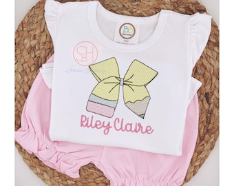 Girls Back To School Shirt with Name, First Day of Preschool Shirt Embroidered