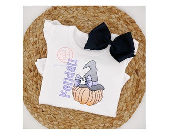 Personalized Girls Halloween Shirt Embroidered with Name 6M 12M 18M 2T 3T 4T