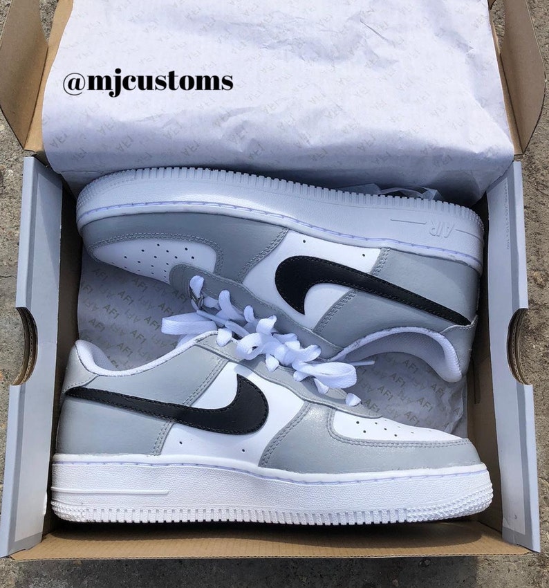 Custom Air Force 1 black and grey | Etsy