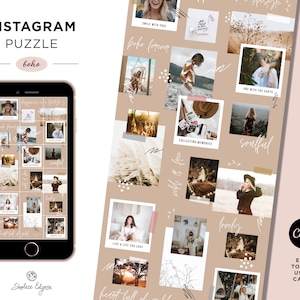 Instagram Puzzle Template Boho| Canva Instagram Template Bohemian | Blogger Instagram Feed | 18 Instagram Posts