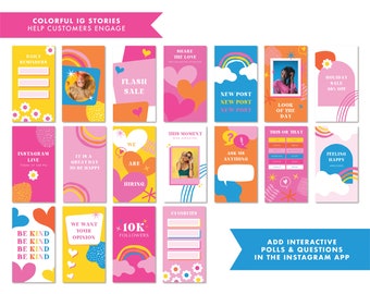 Retro Instagram Story Template: Colorful Social Media (Digital Download)
