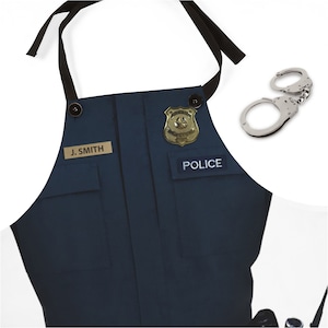 Chef Apron - Personalized - Police Uniform with Name Tag | Quality Chefwear | Cooking Apparel Gift | Police Costume  | Griller Apron