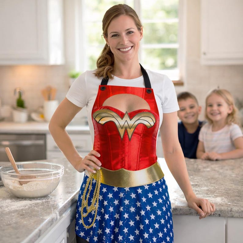 Wonder Woman Chef Apron: Classic Comic Superhero Costume Apron immagine 2
