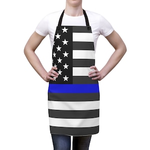 Thin Line Flag Chef Apron: Many Stipe Color Options - Patriotic BBQ Gift