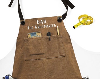Chef Apron – Dad the Grillmaster | 5 Options & 4 Taglines | BBQ Cooking Apron | Fun Father’s Day Gift | Fun Outdoor Chefwear | Quick Costume