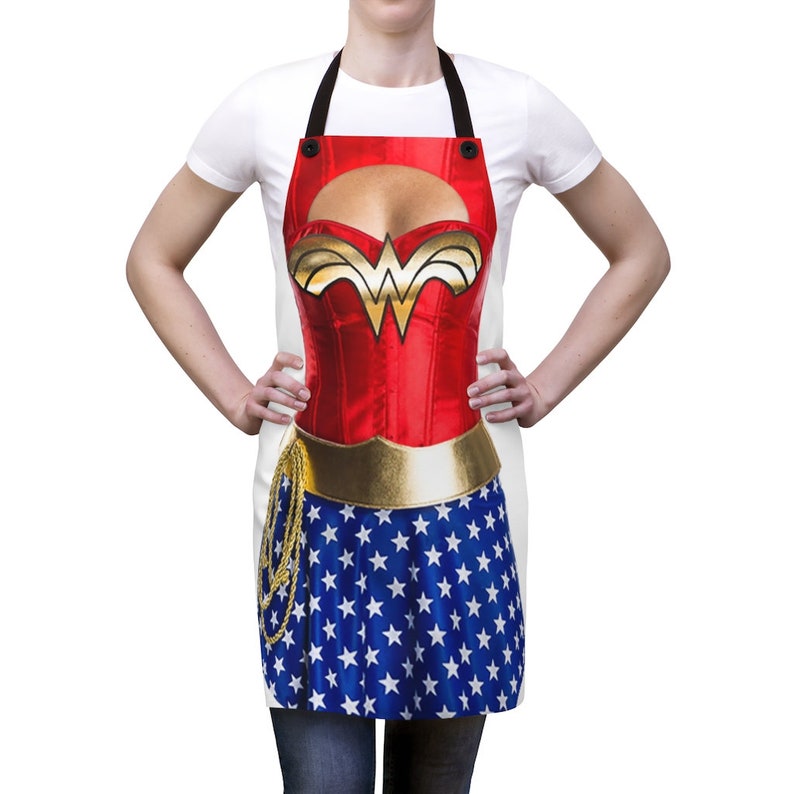 Chef Apron 3-D Looking Classic Wonder Woman Quality Chef Apron Cooking Apparel Gift Fun Gift Comic Cosplay Quick Costume image 1