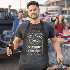 Delantal personalizado de BBQ King Grill Master: regalo de chef de la vieja escuela imagen 3
