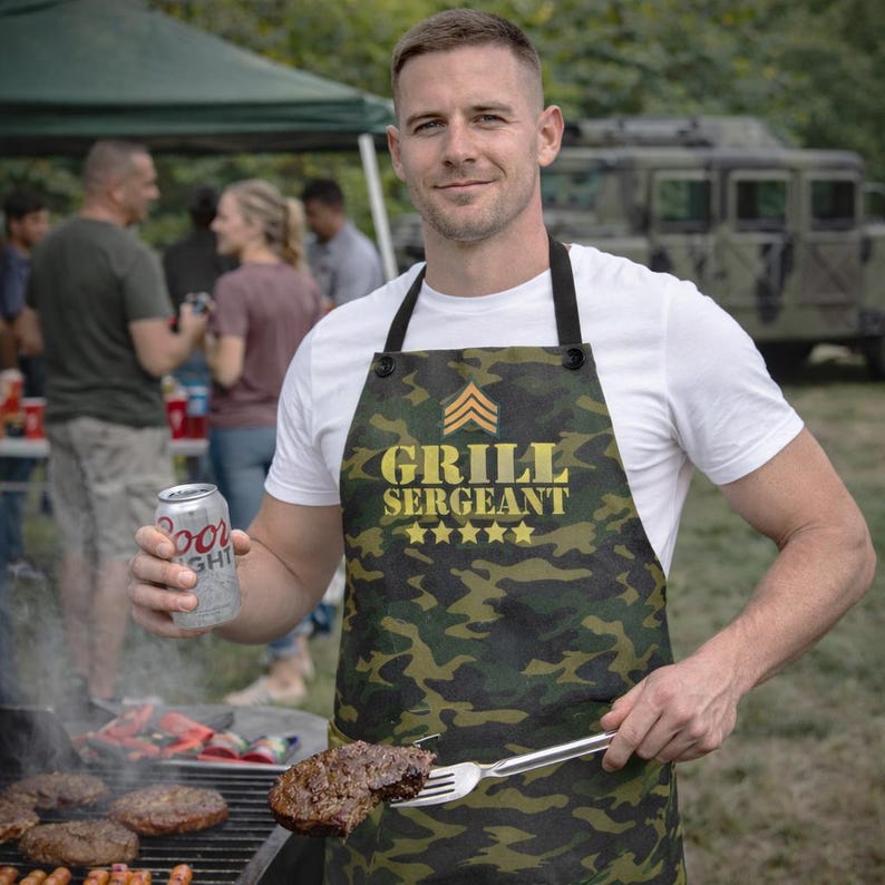 Green Camo - Grill Sergeant Apron: Cooking Apparel Gift image 2