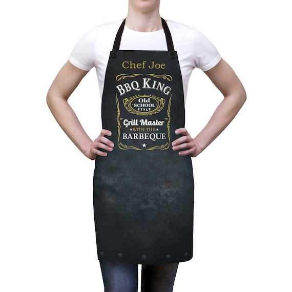 Personalized BBQ King Grill Master Apron: Old School Style Chef Gift